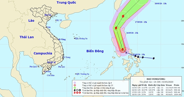 Tin bão mới nhất cơn bão VONGFONG