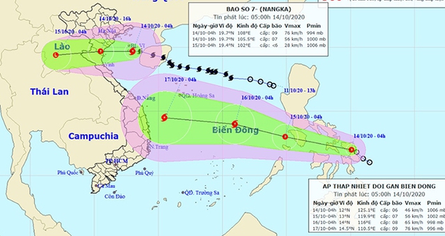 Bão số 7 đi vào đất liền các tỉnh từ Thái Bình đến Nghệ An