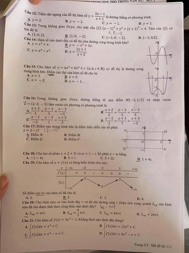 Đáp án Toán, đề thi toán đợt 2, Đáp án môn Toán, Đáp án Toán THPT Quốc gia 2021, Đáp án toán THPT Quốc gia 2021, Đáp án môn toán THPT Quốc gia 2021, Đáp án môn Toán 2021