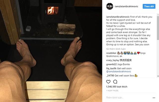 Ibrahimovic chia sẻ trên Instagram