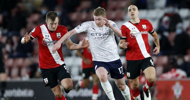 Ket qua bong da, Southampton vs Man City, Kết quả bóng đá Anh, BXH bóng đá Anh, Kết quả Southampton vs Man City, De Bruyne, Pep Guardiola, Cuộc đua vô địch Ngoại hạng Anh