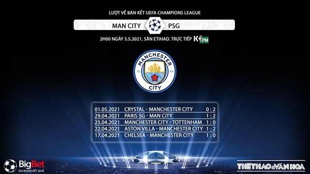 Trực tiếp K+PM, Man City vs PSG, Trực tiếp bóng đá bán kết cúp C1, Trực tiếp Man City, xem trực tiếp Man City đấu với PSG, trực tiếp bóng đá cúp C1, trực tiếp PSG