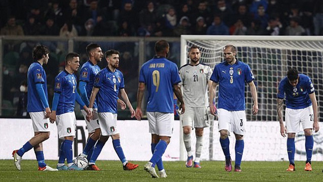 Kết quả bóng đá Ý 0-1 Bắc Macedonia, Kết quả play-off World Cup 2022, KQBD, video Ý vs Bắc Macedonia, đội tuyển Ý, tuyển Ý bị loại, tuyển Ý thua sốc, Chiellini, Jorginho