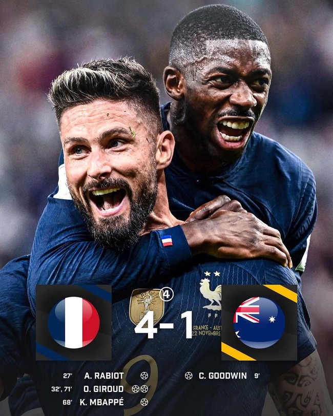 Kết quả đội Pháp 4-1 Úc: Giroud lập cú đúp, ĐT Pháp thắng thuyết phục - Ảnh 1.