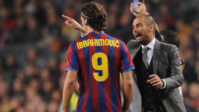 Pep Guardiola và Ibrahimovic đã có những mâu thuẫn từ khi còn ở Barca