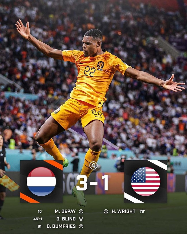 Kết quả Hà Lan 3-1 Mỹ: Denzel Dumfries là người hùng, Hà Lan vào tứ kết - Ảnh 1.