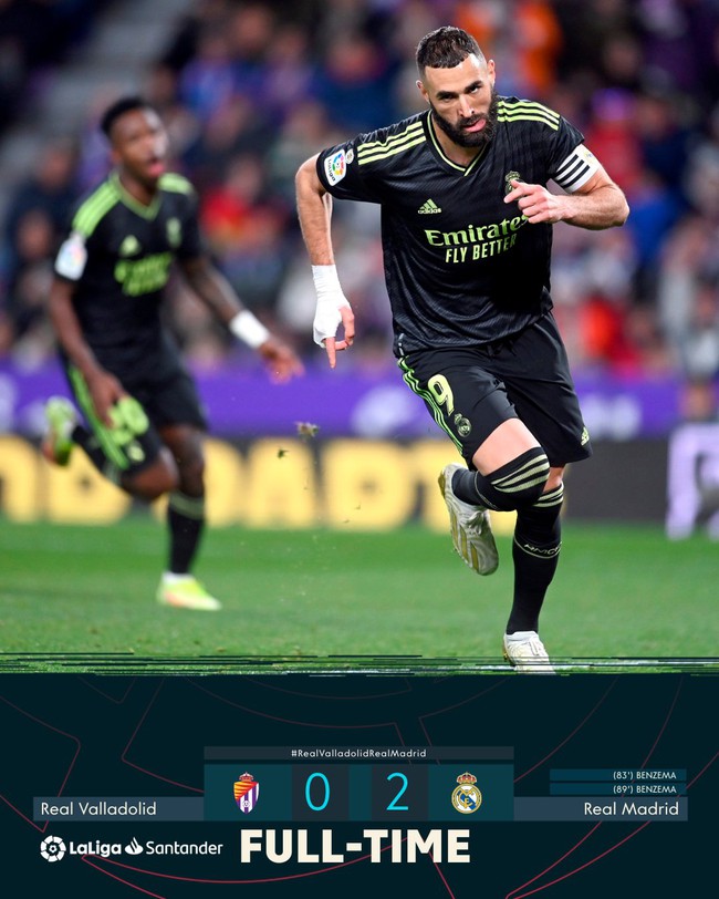 Video bàn thắng trận Valladolid vs Real Madrid: Benzema lập cú đúp giúp Real chiếm ngôi đầu bảng - Ảnh 4.