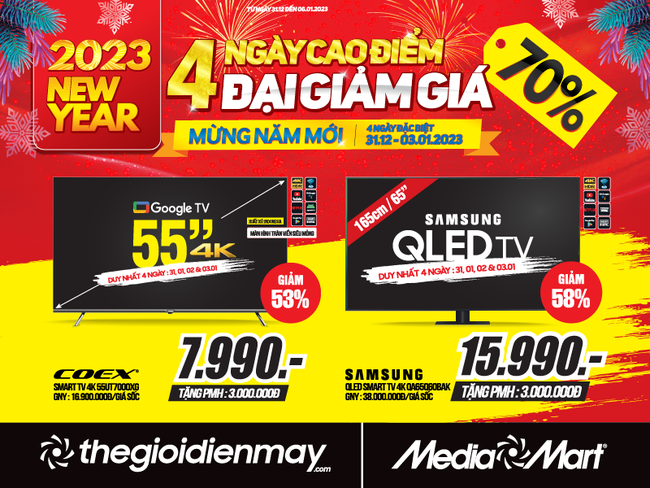 MediaMart giảm lớn đến 70% trong 4 ngày cao điểm mừng năm mới - Ảnh 1.