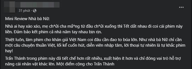 Khán giả review nóng 'Nhà bà nữ' của Trấn Thành: Hay và tiết chế hơn hẳn 'Bố già', niềm tin vào phim Việt đã trở lại rồi! - Ảnh 5.