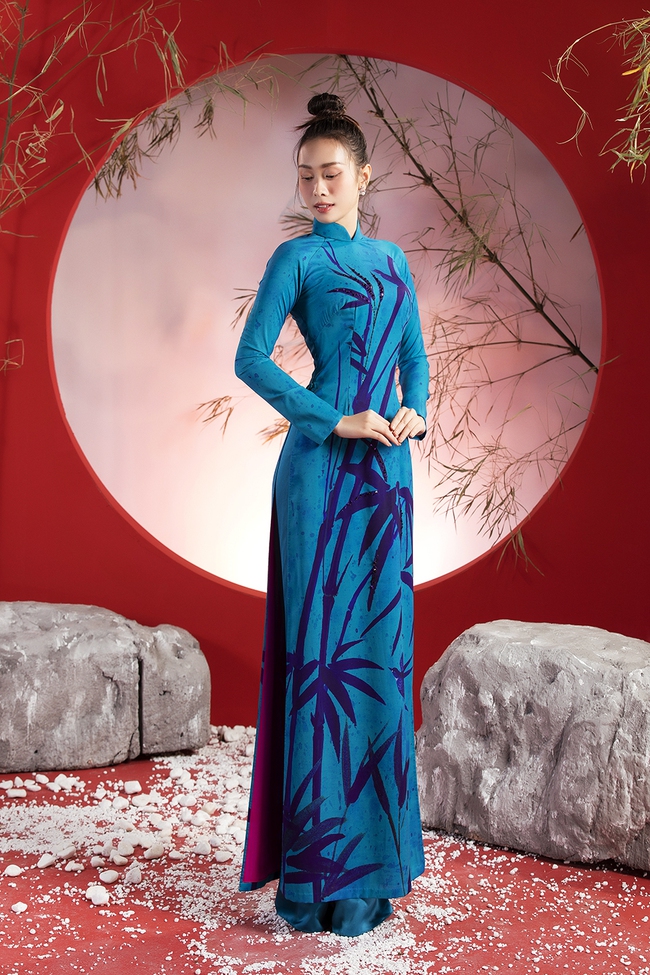 Hoa hậu Ban Mai đẹp nền nã trong BST áo dài &quot;Vũ khúc tre xanh&quot; của NTK Liên Hương  - Ảnh 1.