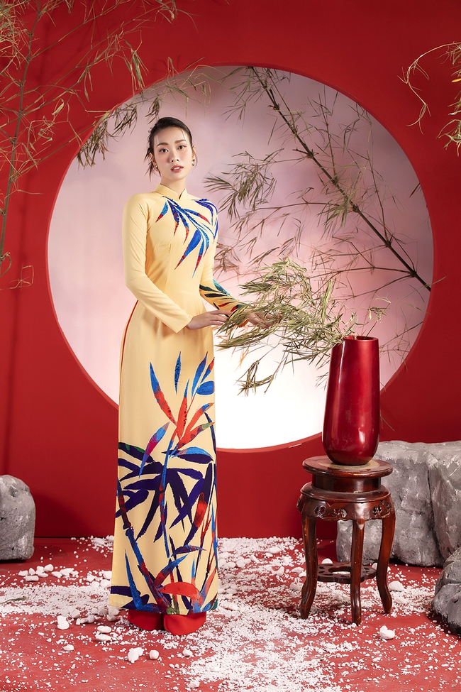 Hoa hậu Ban Mai đẹp nền nã trong BST áo dài &quot;Vũ khúc tre xanh&quot; của NTK Liên Hương  - Ảnh 8.