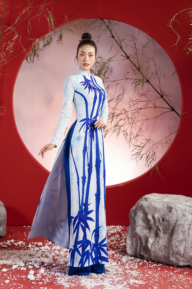 Hoa hậu Ban Mai đẹp nền nã trong BST áo dài &quot;Vũ khúc tre xanh&quot; của NTK Liên Hương  - Ảnh 10.
