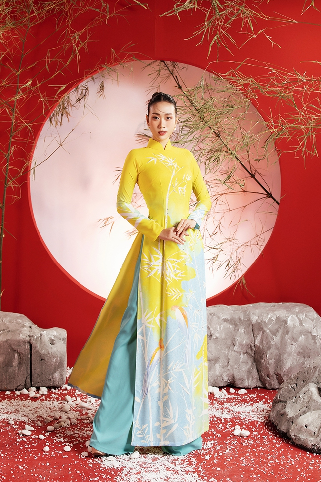 Hoa hậu Ban Mai đẹp nền nã trong BST áo dài &quot;Vũ khúc tre xanh&quot; của NTK Liên Hương  - Ảnh 2.