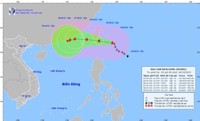 Bão KOINU có gió mạnh cấp 14, giật cấp 17 - Ảnh 1.