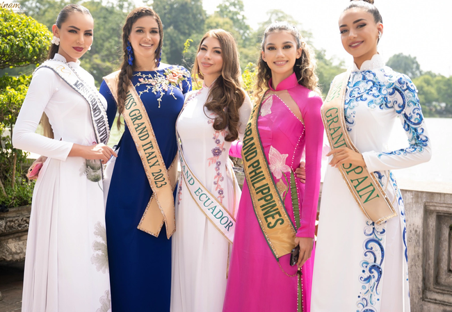 Dàn hoa hậu Miss Grand International mê đắm áo dài Việt - Ảnh 2.