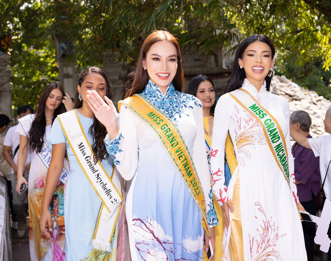 Dàn hoa hậu Miss Grand International mê đắm áo dài Việt - Ảnh 4.