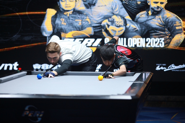 Đặng Thành Kiên đánh bại nhà ĐKVĐ châu Âu ở ngày mở màn giải billiard 9 bi Peri 9-Ball Open 2023 - Ảnh 2.
