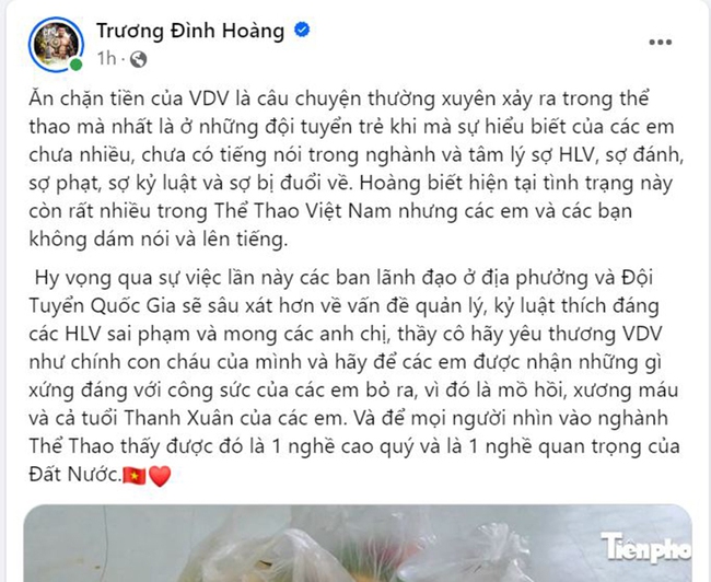 Võ sĩ Trương Đình Hoàng lên tiếng về tình trạng bữa ăn không đủ no của VĐV Việt Nam - Ảnh 2.