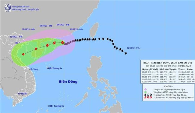Bão số 4 di chuyển chậm theo hướng Tây Tây Bắc và sẽ suy yếu dần - Ảnh 1.