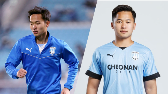 Vũ Minh Hiếu (trái) lập hat-trick cho CLB của Hàn Quốc