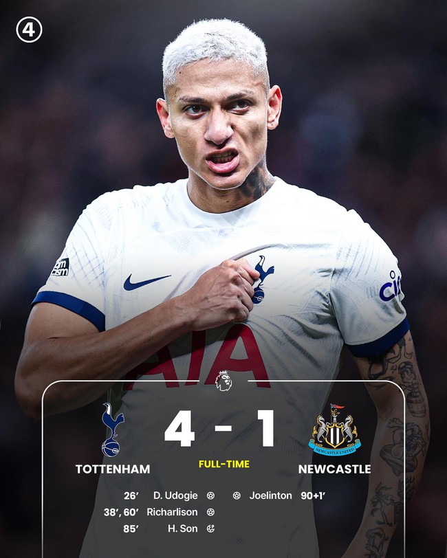 Tottenham thăng hoa nhờ Son Heung Min và Richarlison, thắng Newcastle với tỉ số đậm và ‘phả hơi nóng’ lên Man City - Ảnh 5.