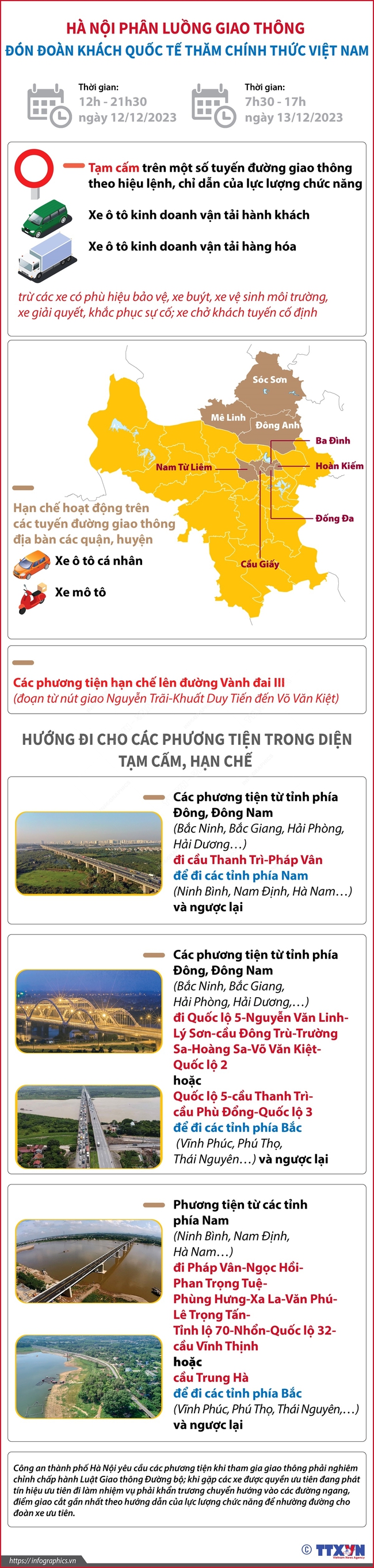 Hà Nội phân luồng giao thông đón đoàn khách quốc tế thăm chính thức Việt Nam - Ảnh 1.