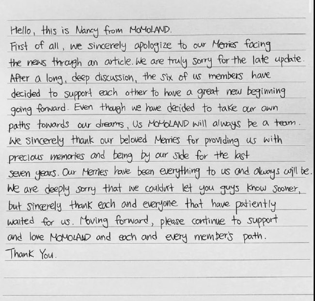 Nancy viết tâm thư cho fan, khẳng định 'Momoland mãi là một nhóm' - Ảnh 5.