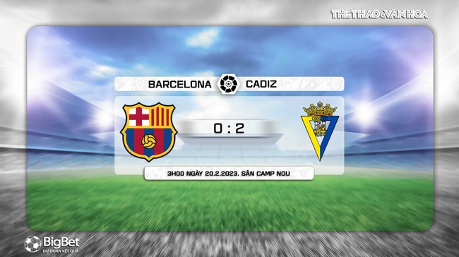 Tỷ lệ Barcelona vs Cadiz