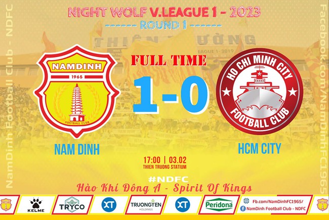 Kết quả bóng đá Nam Định 1-0 TP.HCM: Chủ nhà thắng kịch tính - Ảnh 1.