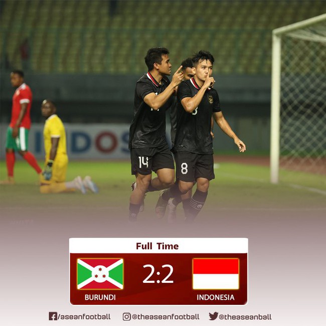Indonesia hòa Burundi 2-2 trong trận đấu giao hữu tối 28/3