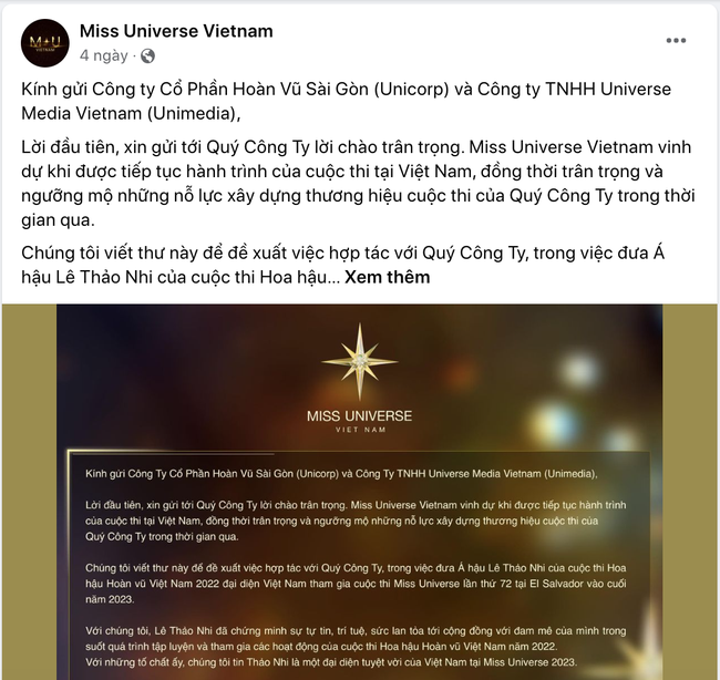 Fanpage Miss Universe Vietnam đổi tên, Unicorp - Unimedia phản ứng thế nào? - Ảnh 1.