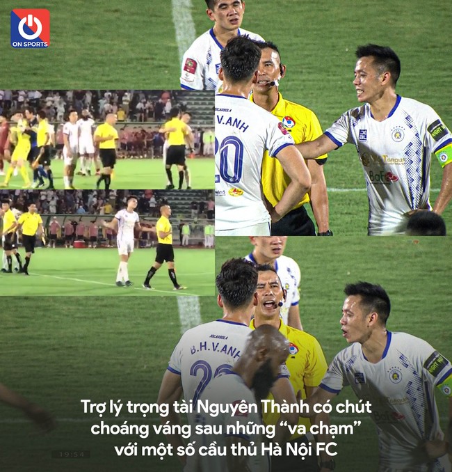 Cận cảnh Văn Quyết nhận thẻ đỏ, thủ môn và dàn sao Hà Nội FC nổi nóng vây lấy trọng tài - Ảnh 3.