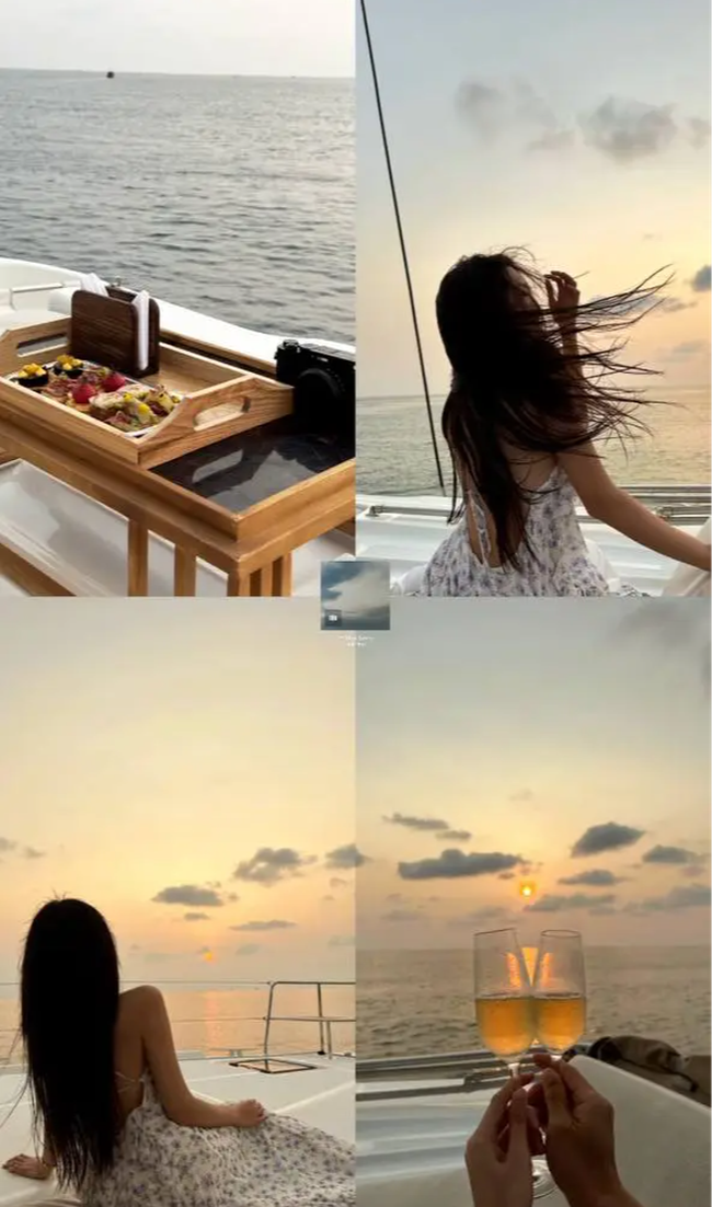 Bạn gái Văn Hậu gợi cảm hết nấc khi cùng chàng đi tàu, cụng ly ngắm hoàng hôn trên biển - Ảnh 2.