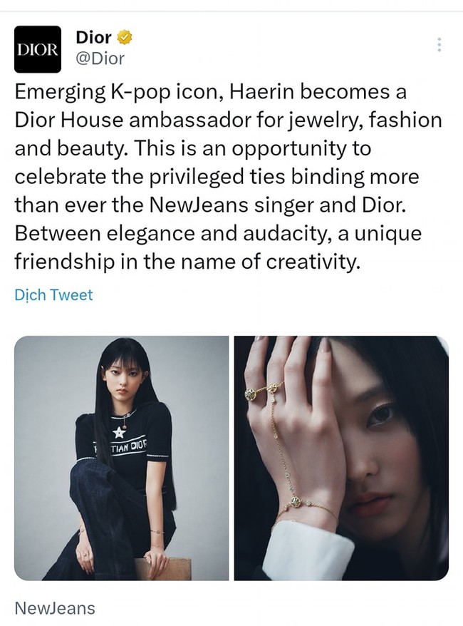 Haerin (NewJeans) chính thức được Dior tuyên Đại sứ, so với thông tin công ty đăng lại có sự 'ảo tưởng' khiến netizen hả hê - Ảnh 2.