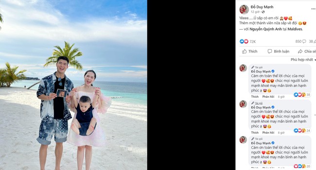 Duy Mạnh báo tin cực vui giữa lúc đi nghỉ, chồng hoa hậu hậu Đỗ Mỹ Linh vào chúc mừng - Ảnh 2.