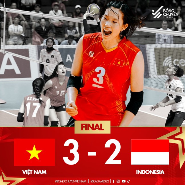 ĐT bóng chuyền nữ Việt Nam thắng kịch tính Indonesia để vào chung kết, CĐV thót tim ca ngợi Đoàn Thị Xuân quá đỉnh - Ảnh 2.