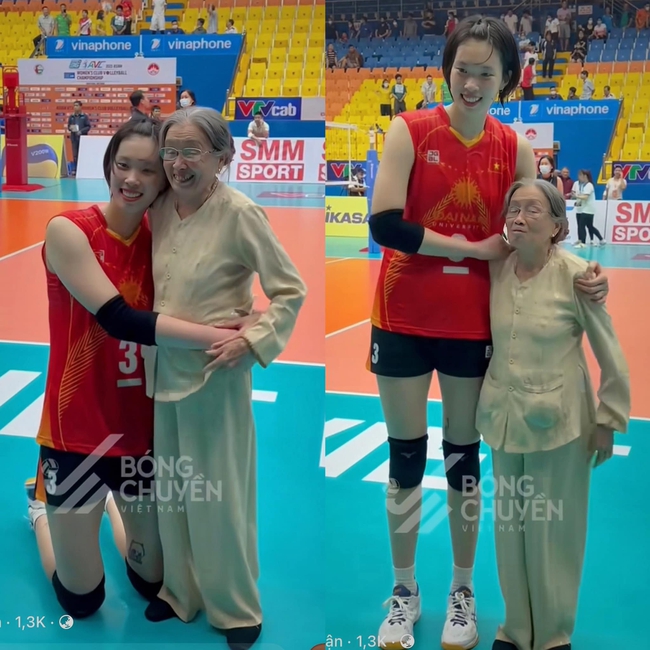 Bà ngoại, CĐV đặc biệt của Thanh Thúy, chúc mừng cháu gái sau khi Thanh Thúy chơi xuất sắc, cùng tuyển nữ Việt Nam vô địch giải các CLB bóng chuyền Châu Á 2023