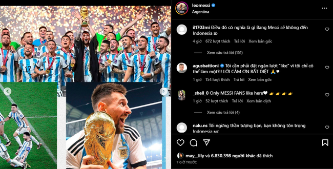 Triệu fan Indonesia tấn công trang cá nhân Messi, phẫn nộ vì bị ĐT Argentina đối xử quá phũ - Ảnh 2.