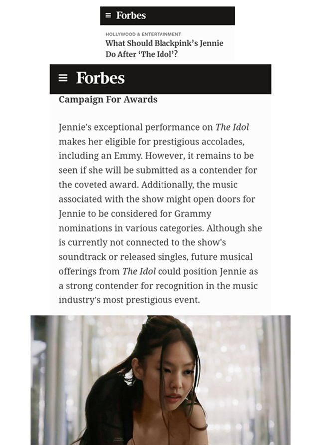 Forbes: 'Jennie Blackpink nên được vinh danh tại lễ trao giải Emmy với 'The Idol' - Ảnh 2.