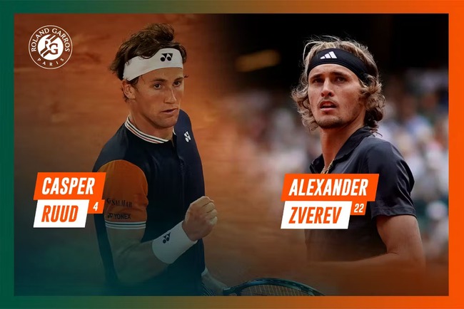 Link xem trực tiếp Casper Ruud vs Zverev, Roland Garros 2023 vòng bán kết - Ảnh 4.