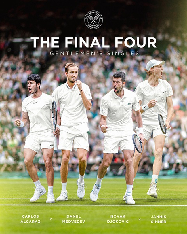Lịch thi đấu Wimbledon hôm nay 14/7: Sinner thách thức Djokovic, Alcaraz đọ tài Medvedev - Ảnh 2.