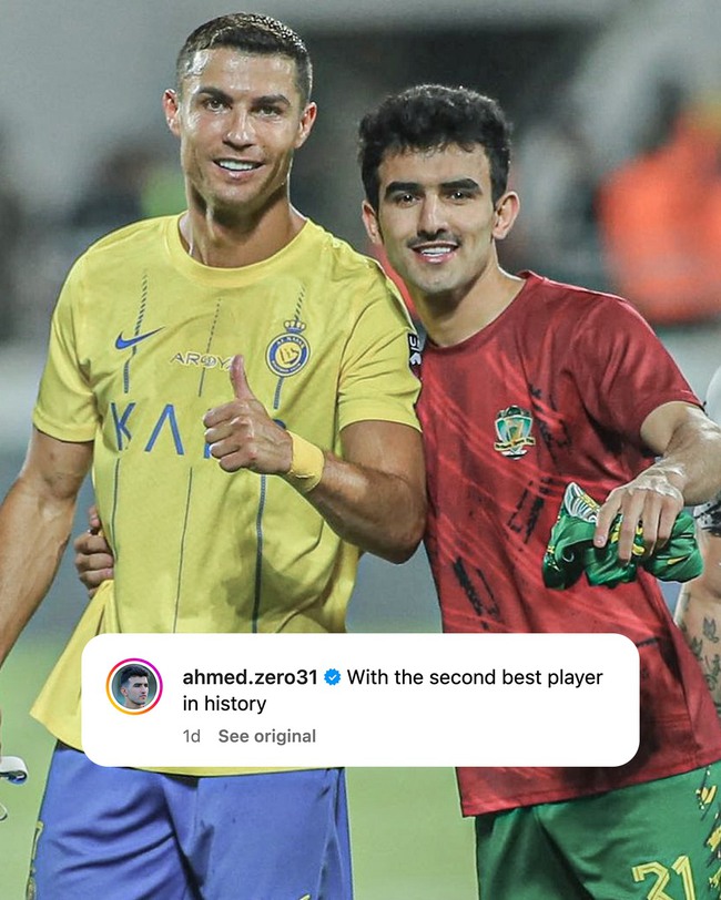 Tuyển thủ Iraq ‘gây bão’ khi chụp ảnh chung và gọi Ronaldo là ‘cầu thủ hay thứ hai trong lịch sử’ - Ảnh 2.