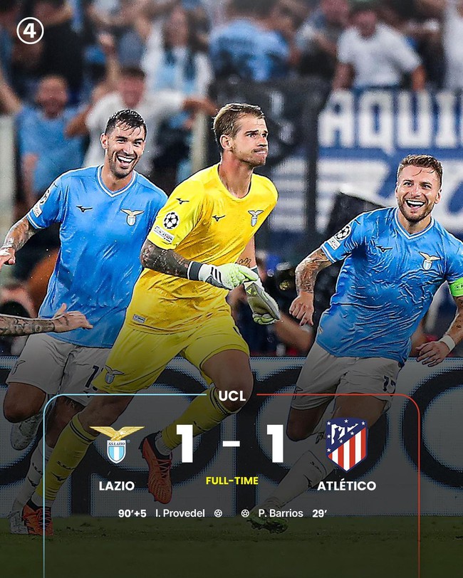 Thủ môn Lazio ghi bàn như tiền đạo khiến Atletico Madrid ôm hận phút cuối, đi luôn vào lịch sử Champions League - Ảnh 4.