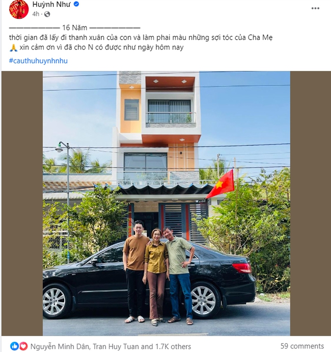 Huỳnh Như xây nhà 3 tầng, mua xe xịn tặng bố mẹ, gửi lời xúc động đến bậc sinh thành - Ảnh 2.
