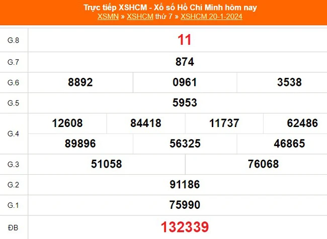 XSHCM 20/1, XSTP, kết quả xổ số Thành phố Hồ Chí Minh hôm nay 20/1/2024, KQXSHCM ngày 20 tháng 1 - Ảnh 1.