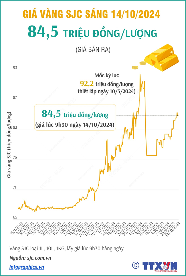 Giá vàng hôm nay 14/10 tiếp tục đi ngang - Ảnh 1.