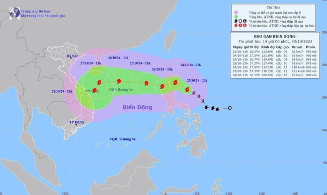Ngày 24/10, bão TRAMI đổi hướng và đi vào Biển Đông - Ảnh 1.