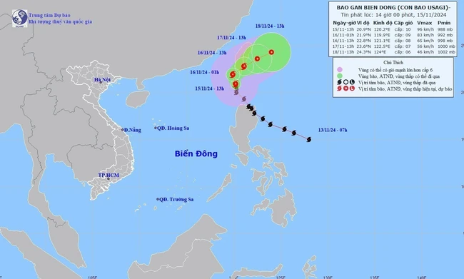 Thời tiết ngày 16/11: Bão Usagi gây gió giật cấp 11, xuất hiện bão Man-yi - Ảnh 1.