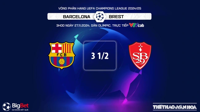 Nhận định, soi tỷ lệ Barcelona vs Brest 3h00 ngày 27/11, vòng bảng Champions League - Ảnh 8.