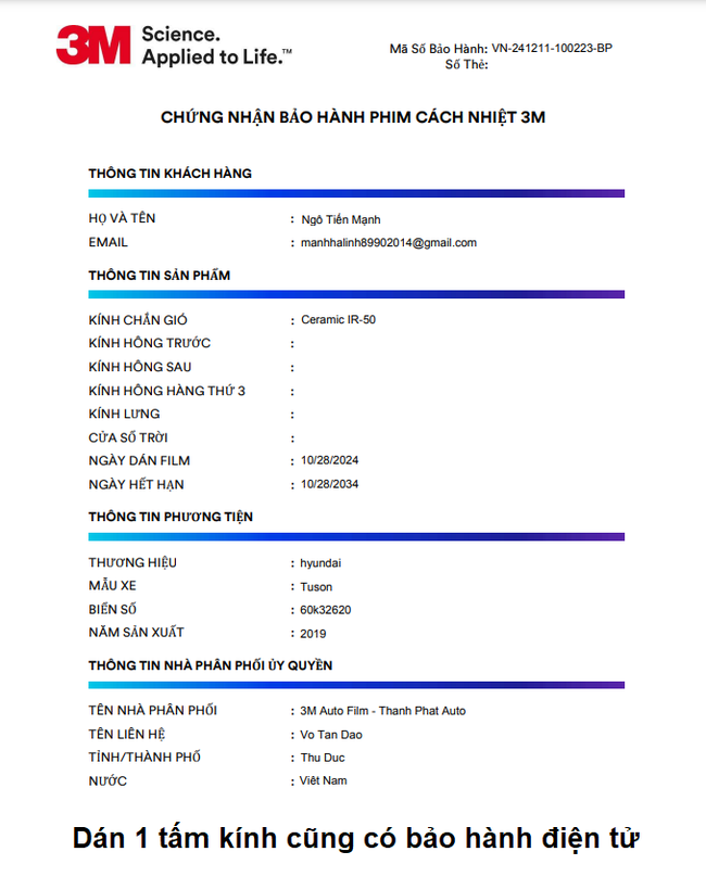 Cách phân biệt phim cách nhiệt 3M chính Hãng - Thành Phát Auto Review - Ảnh 2.